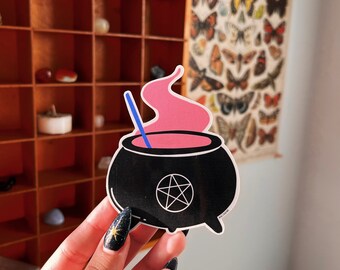 Witches Cauldron Sticker: Glossy Waterproof Halloween Decor