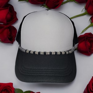 Personalized Rhinestone/Silver/Black/Clear Trucker Hat Chain