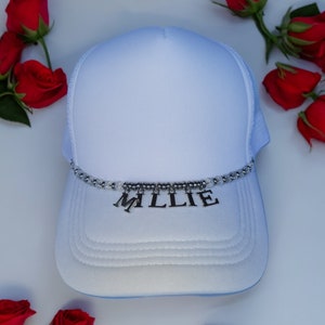 Personalize/Custom Name Silver Hat Chain