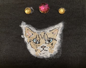 SPARKLY CAT LULU – Handbemalte Tabby Kitty Cat Geldbörse