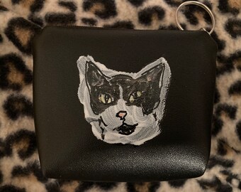 HAPPY TUXEDO CAT Handbemalte Kitty Geldbörse