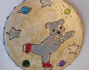 Platters of Truth: Skating in Space (Bear Painting with Rhinestones)