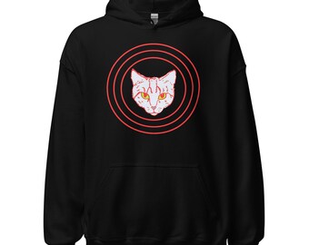 The Eyes of Garbanzo the Cat - Red Target Design - Unisex Hoodie