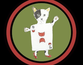 9 of Cats! Kitty with Playing Card Halloween Alice in Wonderland Unisex classic tee