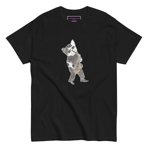 Saxophone Cat T-Shirt: Last Call Kitties Unisex Cotton Tee