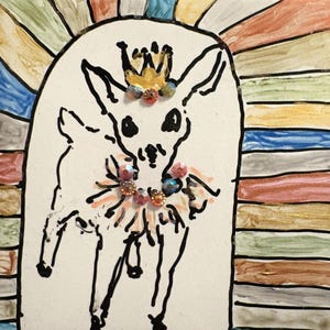 Sparkly Princess of the Deer - Hand-Painted Tile with Rhinestones