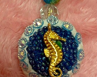 Magic Pendants: "We Have Been Here Before VI", Sparkly  Seahorse One-of-a-Kind Pendant