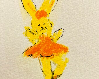 Ballerine lapin dansant en tutu orange (Dessin tiré de la série Jouets avec l'avenir)