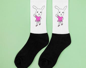 Chaussettes lapin, robe rose, chaussettes de Pâques amusantes