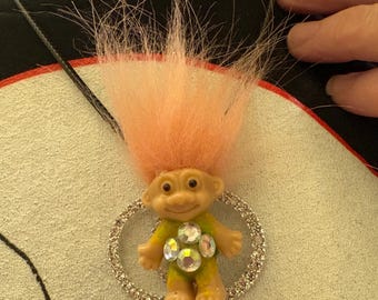 Pink Mini Troll Doll Pendant- One of a Kind