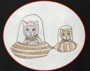 Kitties in Outer Space - Natalia and Lulu in Flying Saucers -Youth t-shirt