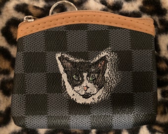 HAPPY TUXEDO CAT Handbemalte Kitty Geldbörse