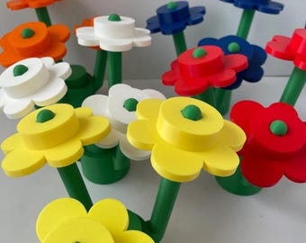 3D Printed Large LEGO Inspired Brick Flowers