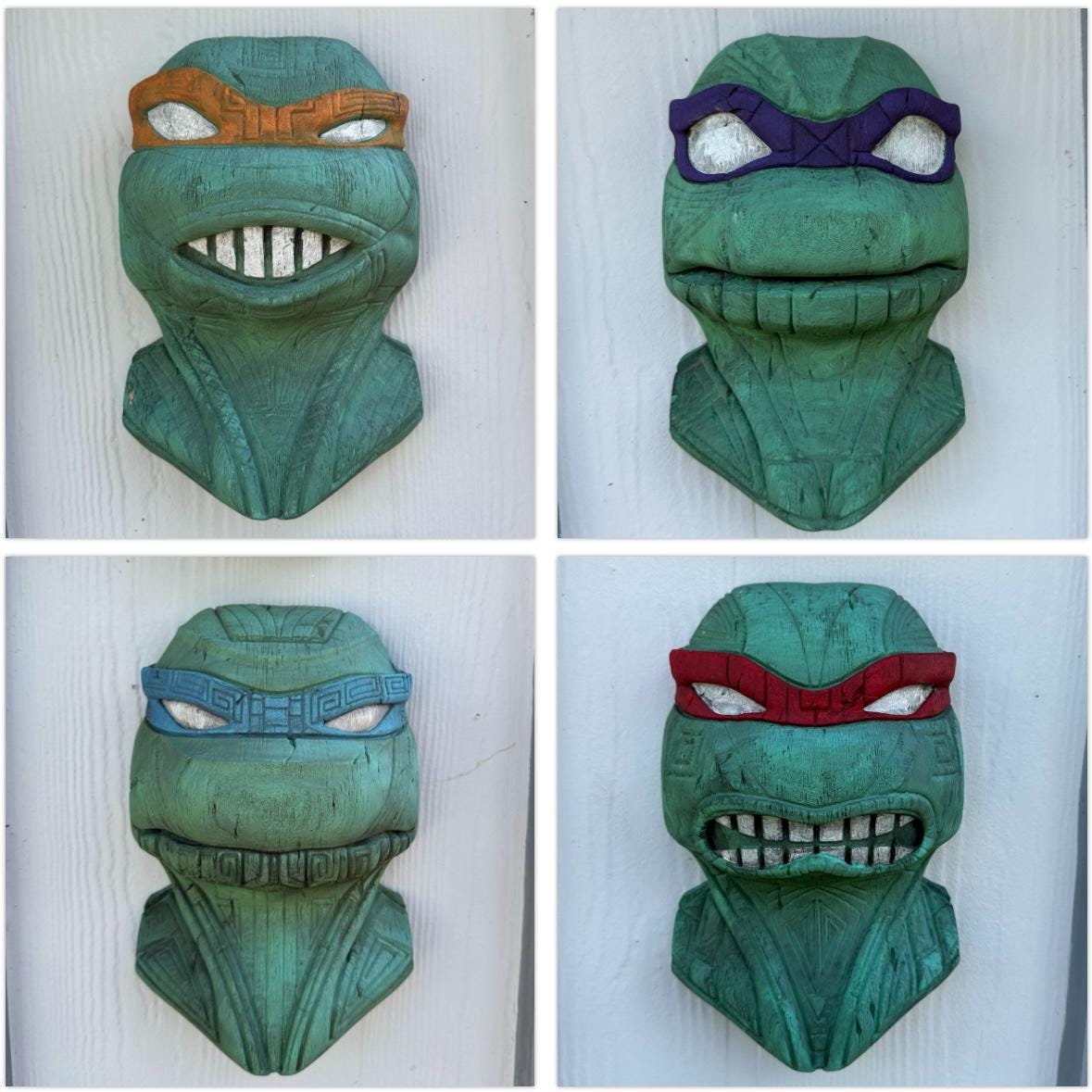 Large Teenage Mutant Ninja Turtles Hand Painted Tiki Faces