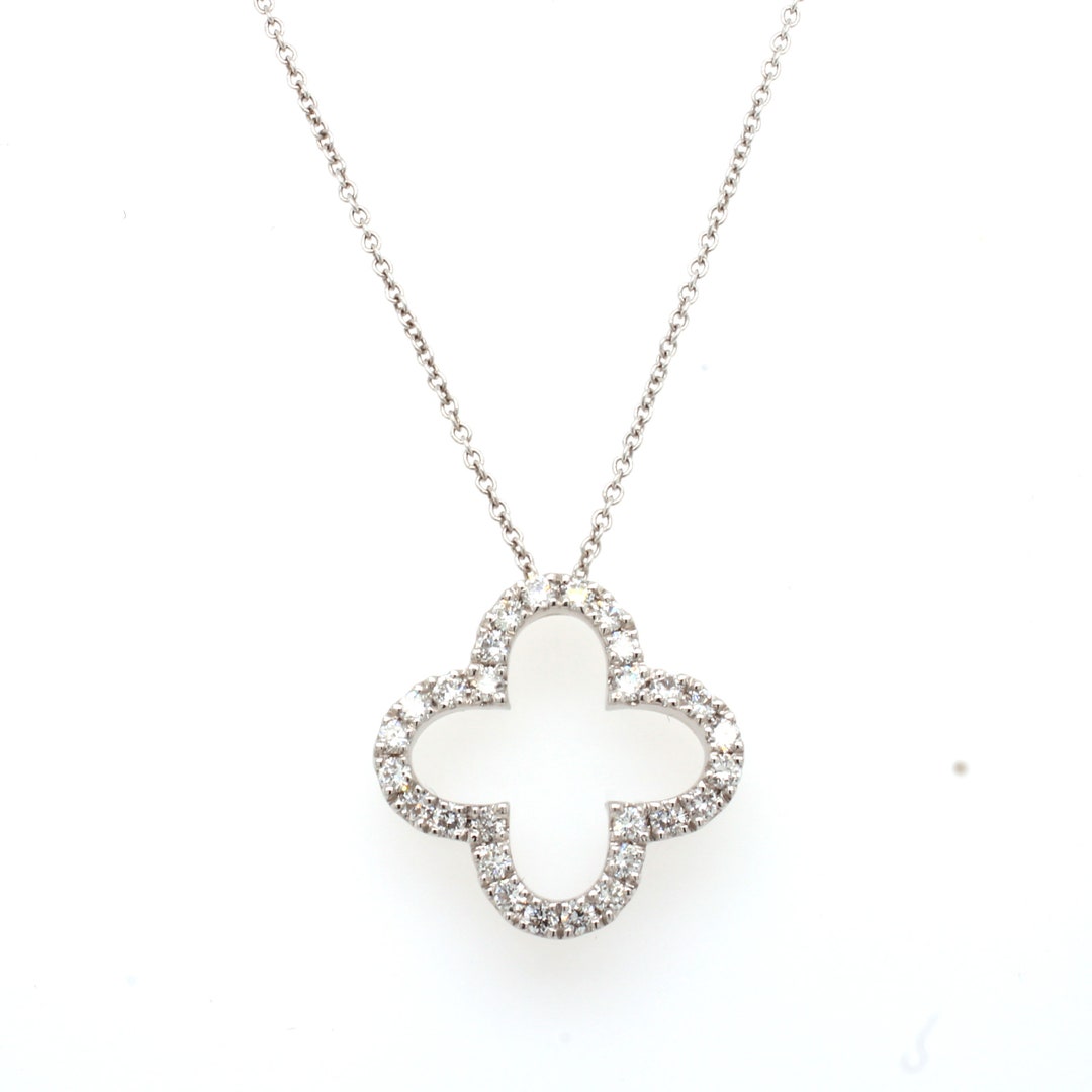 Pave Set Diamond Clover Pendant - Etsy