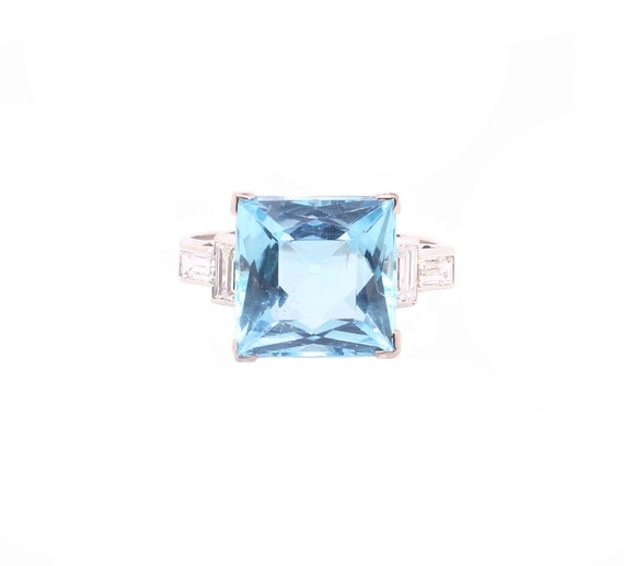 Art Deco Aquamarine & Diamond Ring