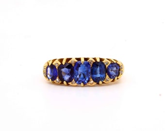 Victorian Sapphire & Diamond Five Stone Ring