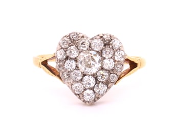 Edwardian Diamond Heart Cluster Ring