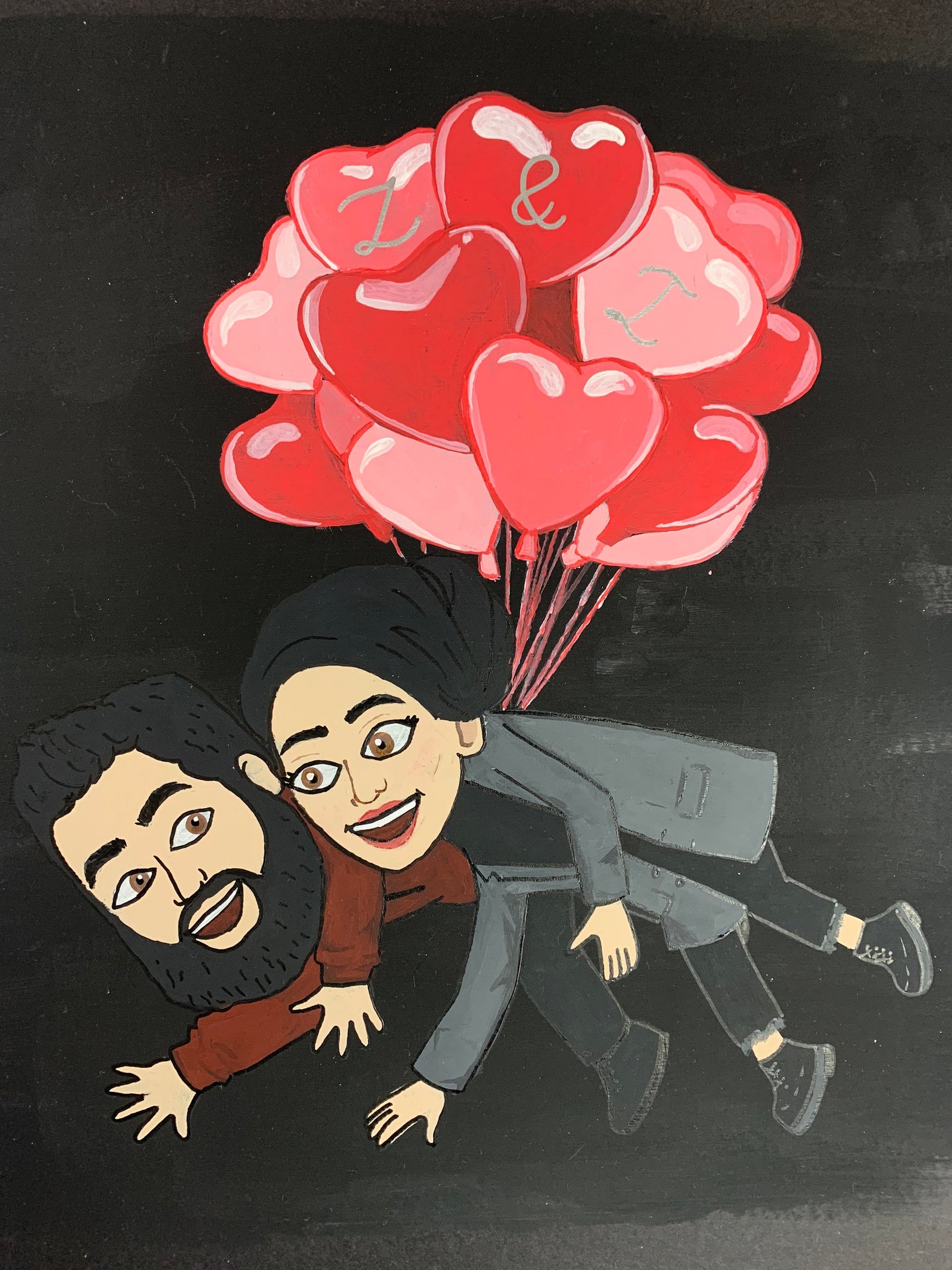 Custom Couples Bitmoji Portrait Painting Scrapbook Canvas Etsy