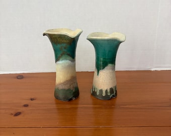 Pair of soda-fired vases
