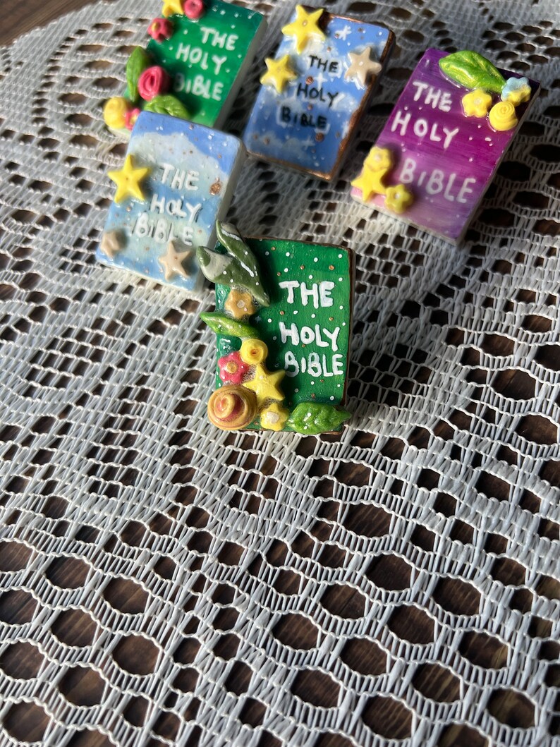 Glossy Handmade Clay or Wood Bible Pins| Christian Pins + Brooches ...