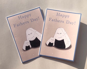 Happy Fathers Day Card, Personalized Greeting Cards, Rice ball mama, Rice ball baby, Rice ball papa