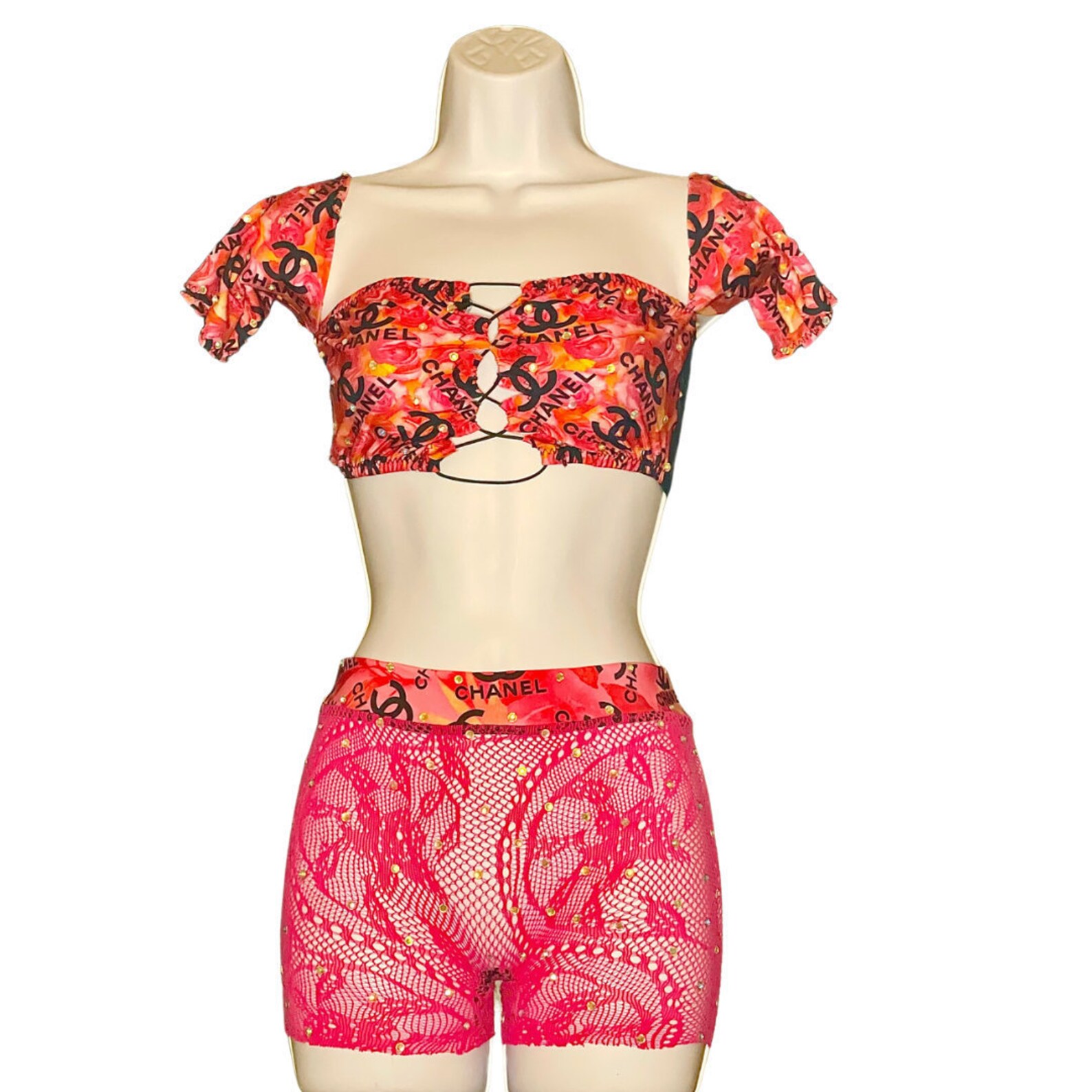 Custom Pink Exotic Dancewear Outfit Etsy