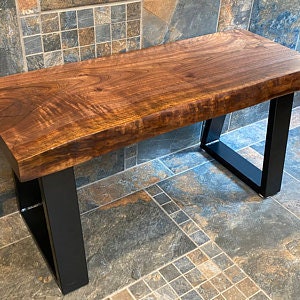 Live edge walnut bench