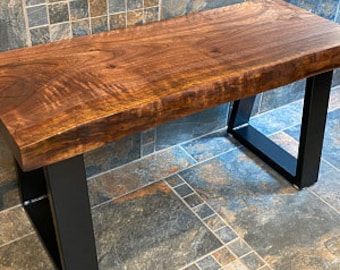 Live edge walnut bench