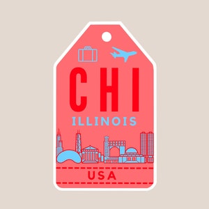 Autocollant ou aimant Chicago, Illinois / Autocollant de voyage / Autocollant en vinyle imperméable / Autocollant de vacances / Autocollant pour ordinateur portable / EVG