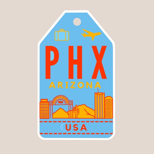 Phoenix, Arizona Sticker or Magnet / Travel Sticker / Waterproof Vinyl Sticker / Vacation Sticker / Laptop Sticker / Bachelorette Party