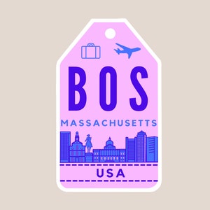 Autocollant ou aimant de Boston, Massachusetts / Autocollant de voyage / Autocollant en vinyle imperméable / Autocollant de vacances / Autocollant pour ordinateur portable / EVG