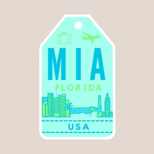 Autocollant ou aimant Miami, Floride / Autocollant de voyage / Autocollant en vinyle imperméable mat / Autocollant de vacances / Autocollant pour ordinateur portable / EVG