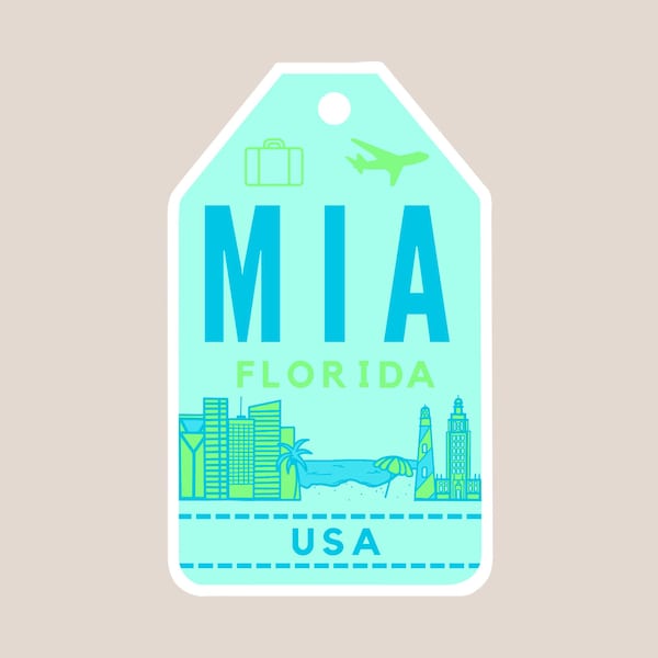 Miami, Florida Sticker or Magnet / Travel Sticker / Matte Waterproof Vinyl Sticker / Vacation Sticker / Laptop Sticker / Bachelorette Party