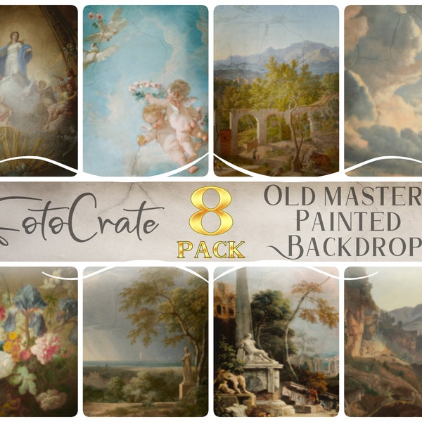 8 Old Master Digital backgrounds, Digital Backdrop, Photoshop Action, Digital Texture, Photo Overlays, Texture Overlays, Fine art background