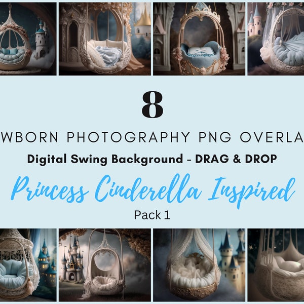 8 Cinderella DIGITAL BACKGROUND,newborn photography, digital download, png file, fine art backdrop, photo props,photo manipulation