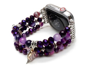 Purple agate bracelet for apple watch band Charm Bracelet for iWatch