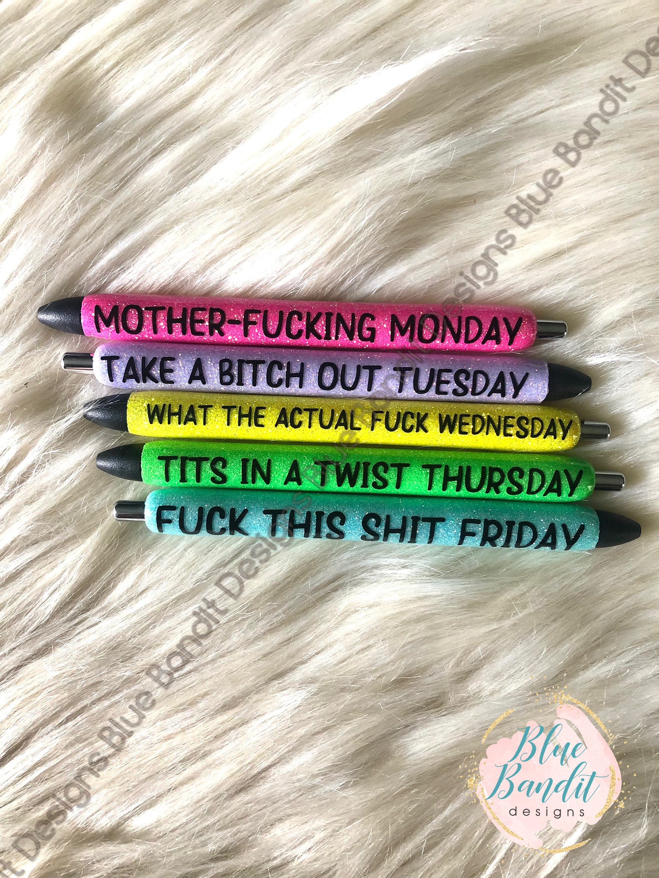 Sassy curse word days of the week pens - The Belle Marie Boutique