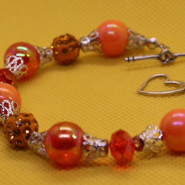 Vibrant Orange Crystal Wire Bracelet | One-of-a-Kind