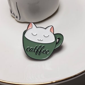 Coffee Cat Pin | lapel pin | pinback | Cute Catffee  Enamel Pin