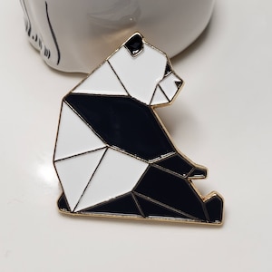 Geometric Panda Pin | lapel pin | pinback | Cute Panda Enamel Pin