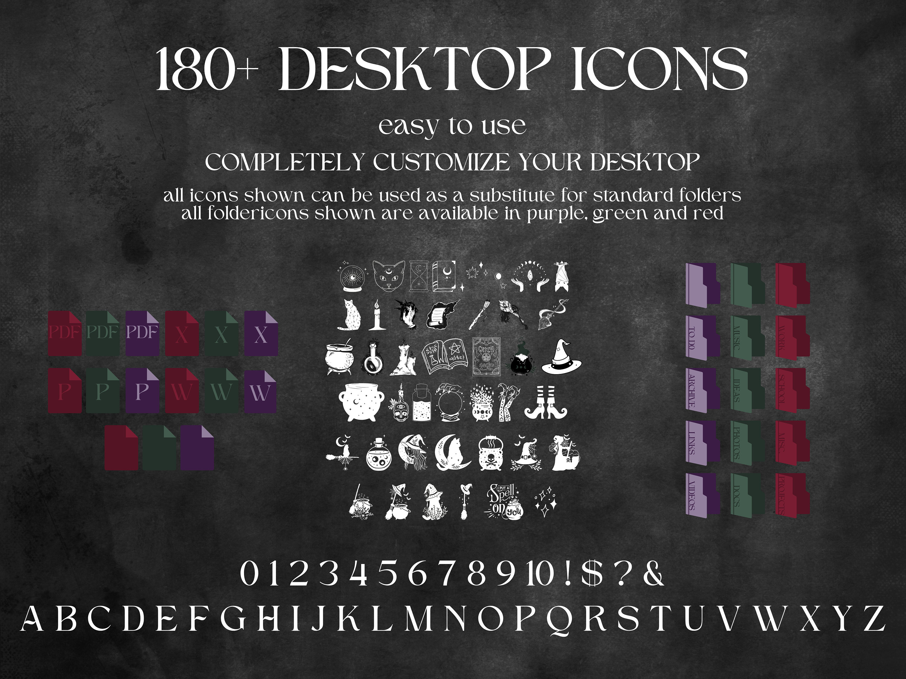 Pocus Icon Hocus Pocus Desktop Wallpaper Organizer: Dark Mode File Icons (digital ...