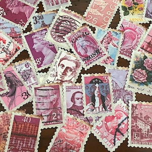 50 pcs autocollants faux timbres-poste vintage
