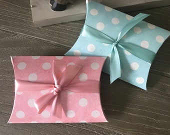 Set of 3 - Polka Dots Pillow Boxes - Party Favors - Treat Boxes - Gift Boxes