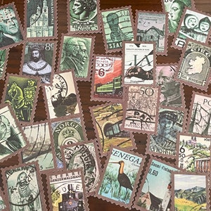 50 pcs autocollants faux timbres-poste vintage