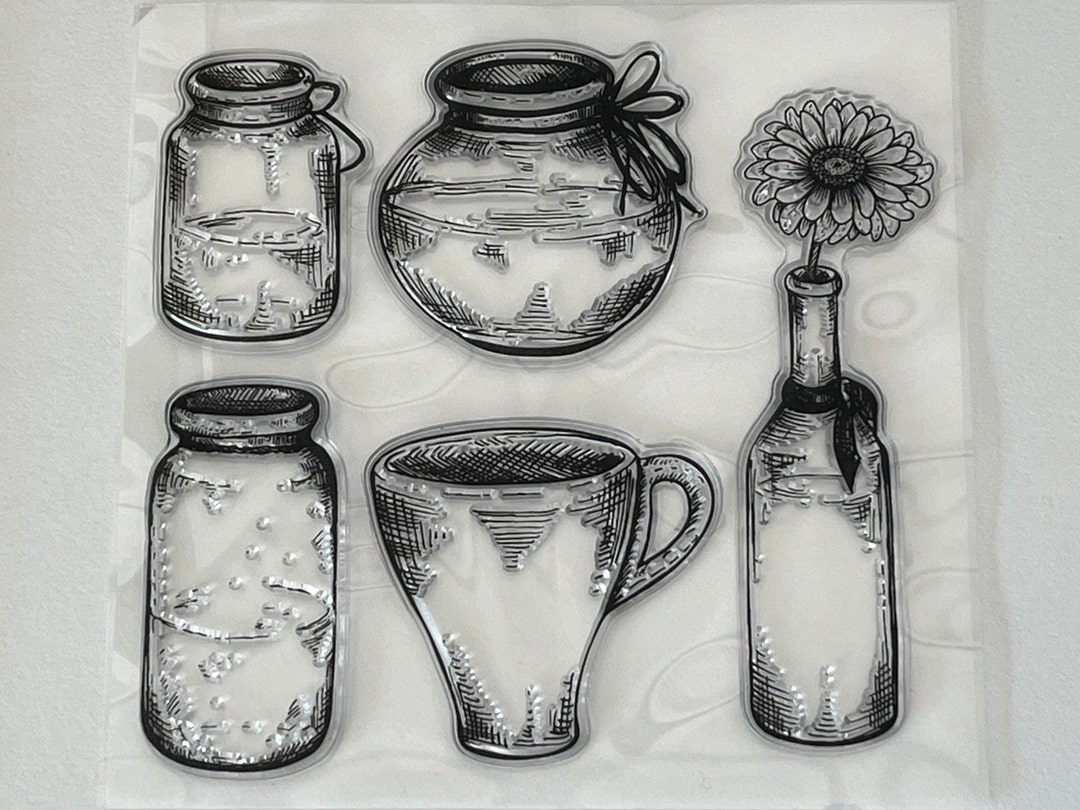 Glass Vases and Jars Clear Stamp Set Etsy