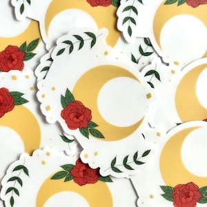 Moon Peony | CLEAR Vinyl Sticker