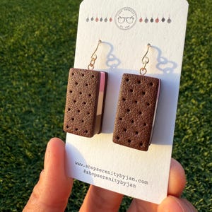 Neapolitan Ice Cream Sandwich Earrings, Food Earrings, Miniatures, Summer Earrings, Ice Cream, Teacher Earrings, Novelty Gift, One of a Kind