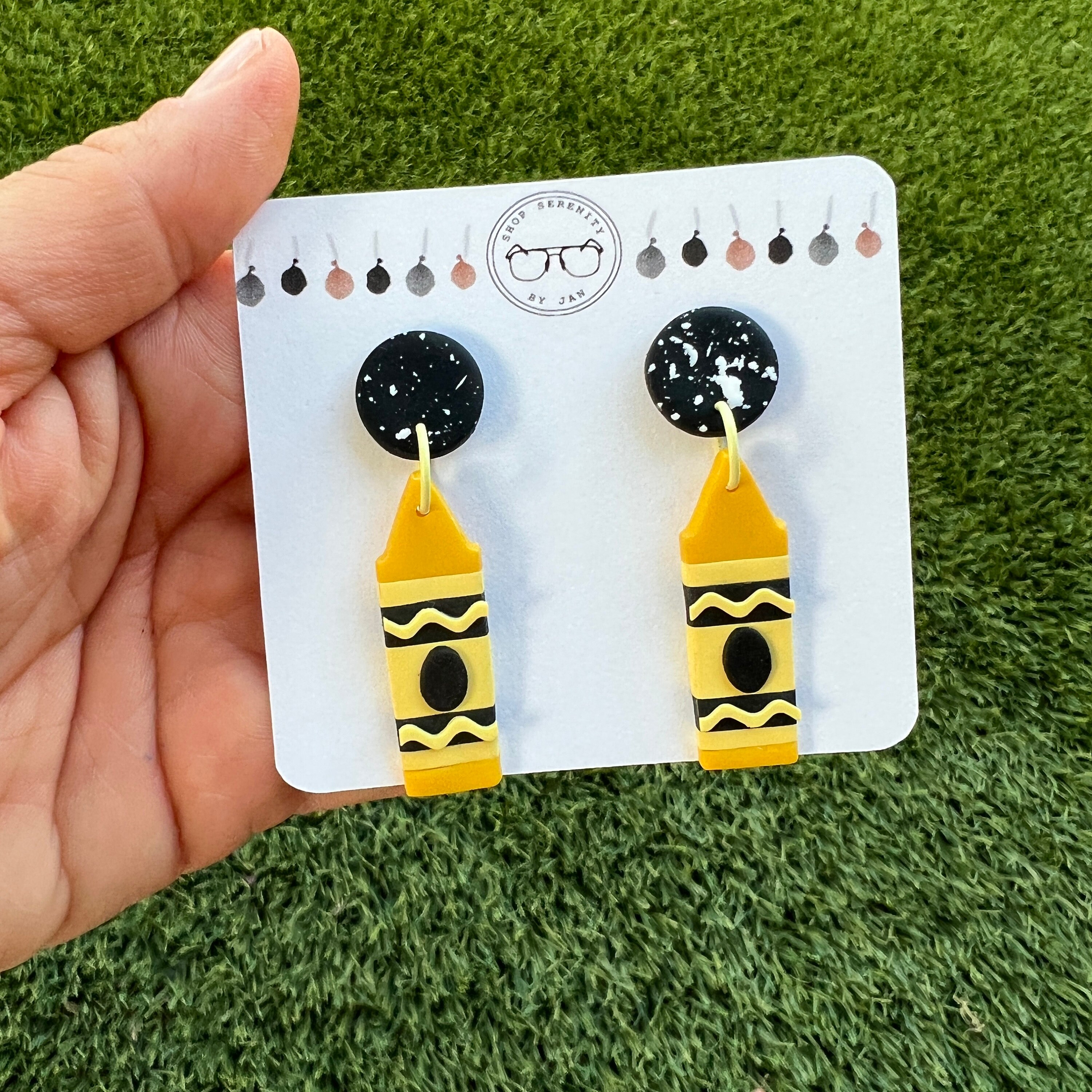 Teacher Appreciation Drop Earrings - Wood Dangle, Crayon Pencil Book Shapes, Colorful, Bulk Gift - View #12