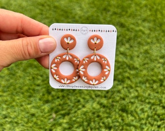 Mexican Terra Cotta Barro Beaded Floral Earrings, Mexican Pottery, Mexican Jewelry, Terra Cotta, Latinx Shop,Talavera,Barro Inspired,Puebla